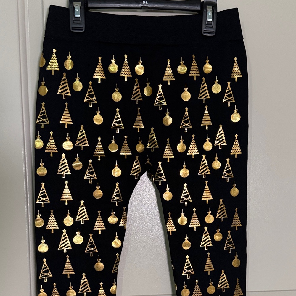 Christmas Gold and Black women Leggings